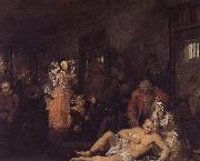 William Hogarth Prodigal son in the madhouse oil